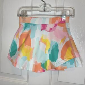 SweetHoney Multicolor Watercolor Polka Dot Print White Athletic Skort Sz 5 Girly